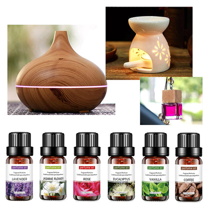Ensemble 6 Huiles Essentielles Naturelles 10ml - Diffuseur Massage