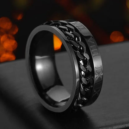 Bague Rotative Chaîne Acier Inoxydable - Bijou Méditation Moderne