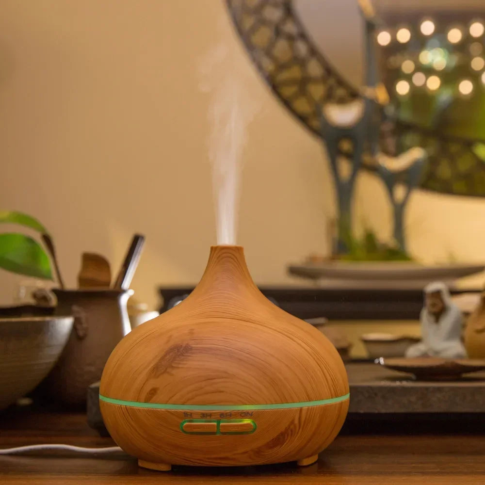 Large-Capacity Wooden Essential Oil Diffuser – Silent