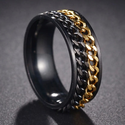 Bague Fidget Rotative en Acier Inoxydable – Chiffres Romains