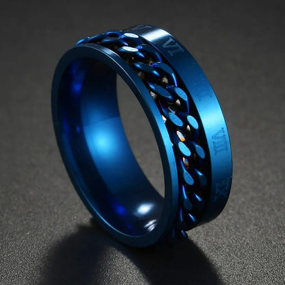 Bague Fidget Rotative en Acier Inoxydable – Chiffres Romains