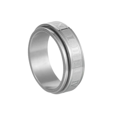 Bague Fidget Rotative en Acier Inoxydable – Chiffres Romains