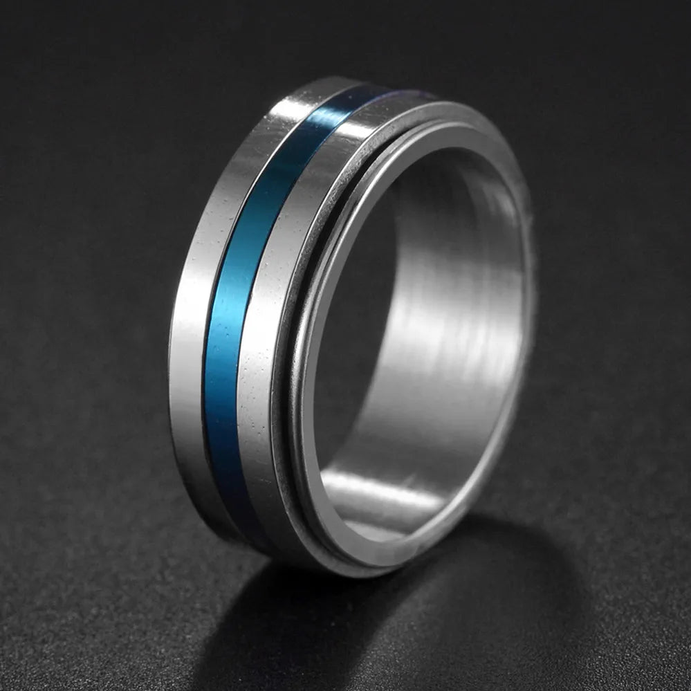 Bague Fidget Rotative en Acier Inoxydable – Chiffres Romains